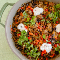 Savory dish with beans and toppings